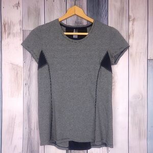 Mondetta Black Gray Striped Short Sleeve T-shirt Size Small